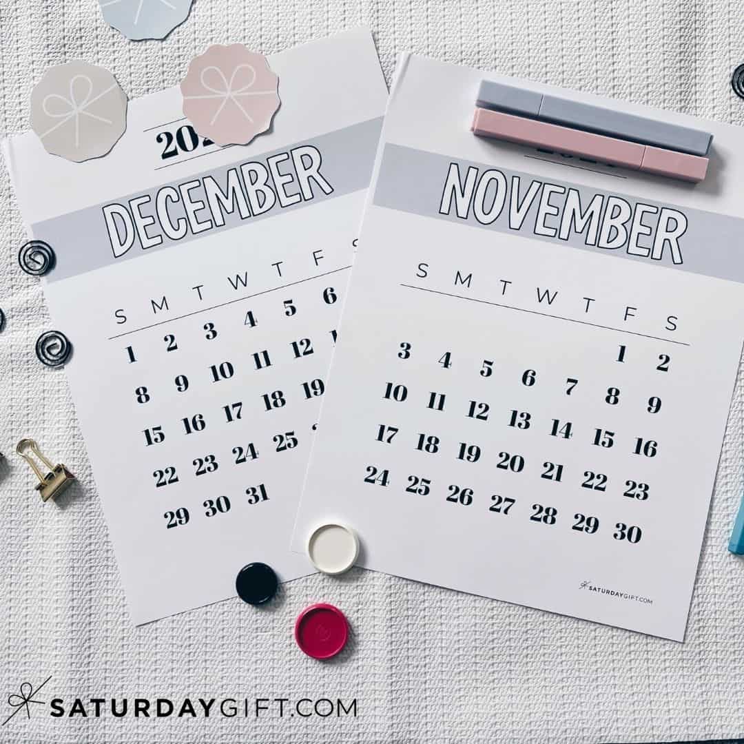 November 2024 Calendar - 20 Cute &amp; FREE Printables | SaturdayGift