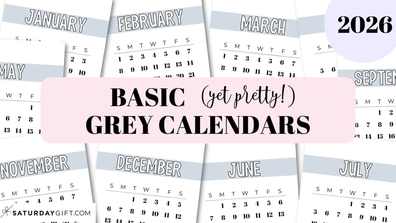 Basic Grey Calendar Template 2026 Free Printable Basic Grey Calendar Template 2026 Free Printable