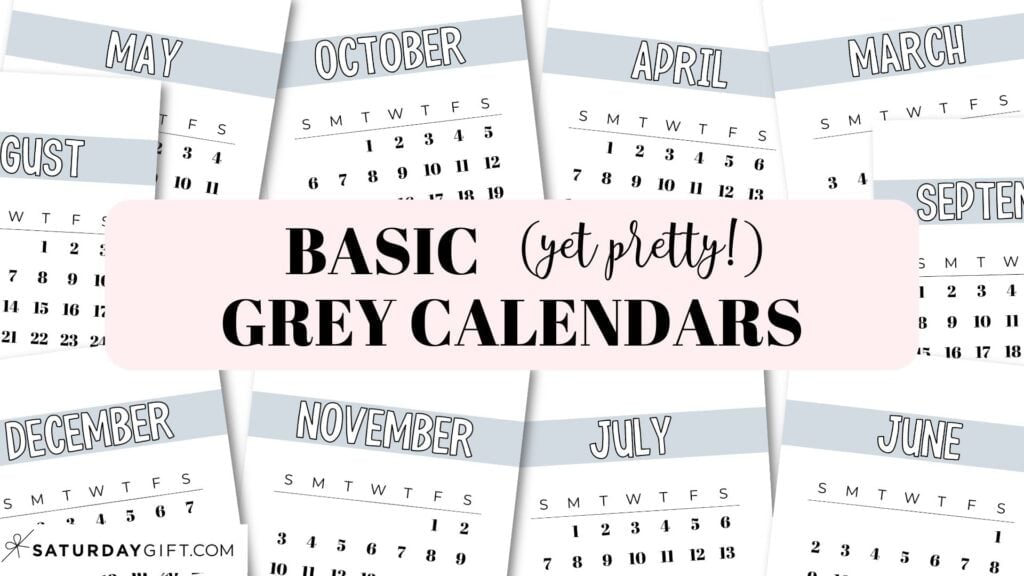 Basic grey calendar templates free printables by SaturdayGift