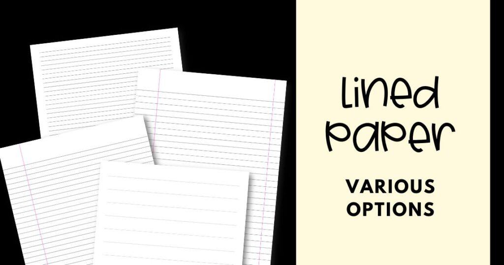 Basic lined paper with and without margins | SaturdayGift