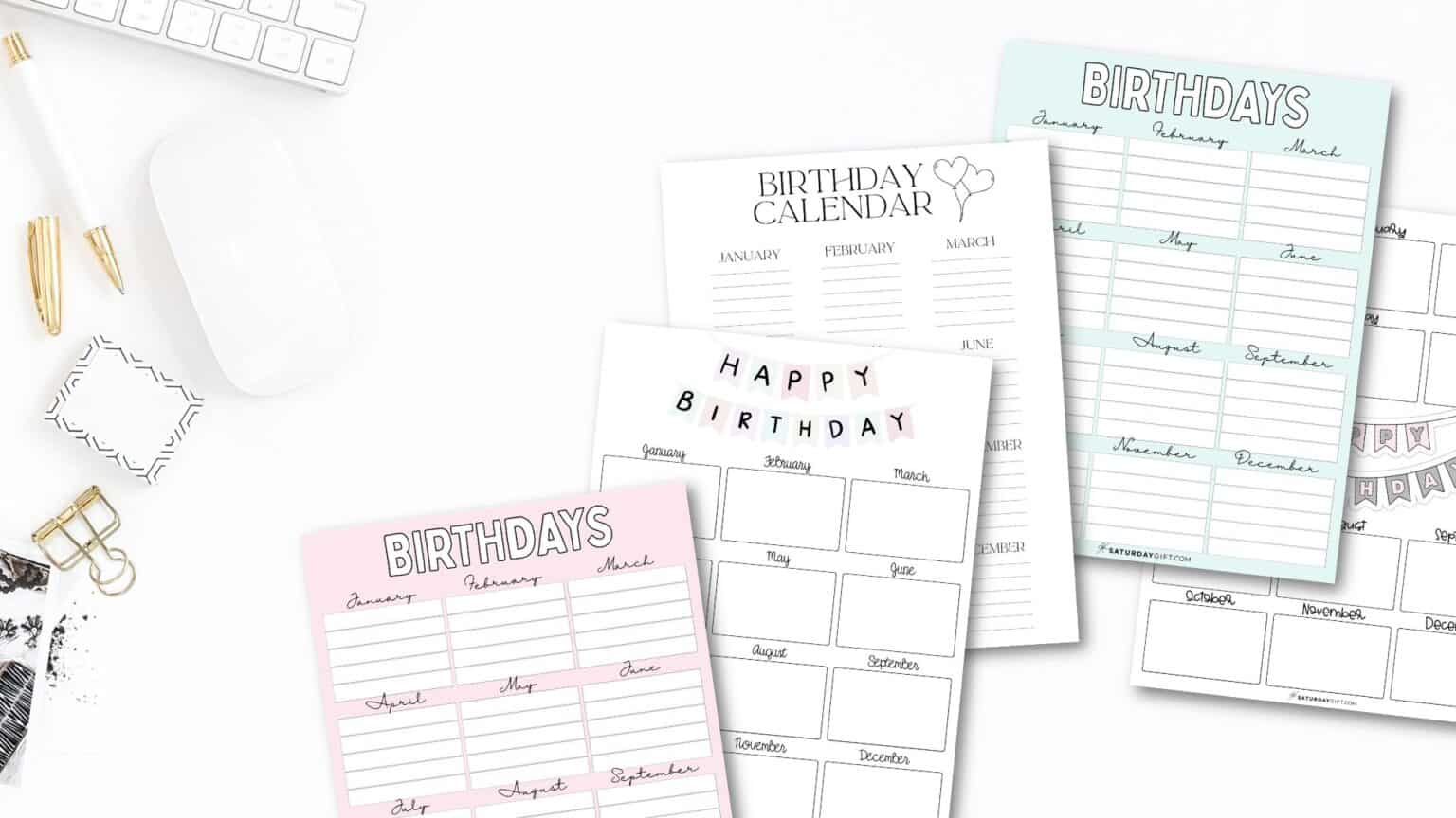 26 Cute & Free Printable Birthday Calendar Templates | SaturdayGift