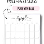 Black & White April 2027 Calendar - Plan With Ease | SaturdayGift