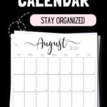 Black & White August 2027 Calendar - Stay Organized | SaturdayGift