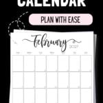 Black & White Fenruary 2027 Calendar - Plan With Ease | SaturdayGift