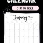 Black & White January 2027 Calendar -Stay on Track | SaturdayGift