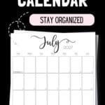 Black & White July 2027 Calendar - Stay Organized | SaturdayGift