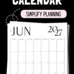 Black & White June 2027 Calendar - Simplify Planning | SaturdayGift