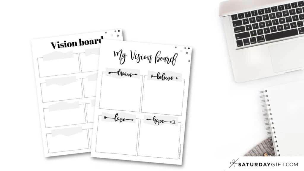 Black and white vision board templates by SaturdayGift