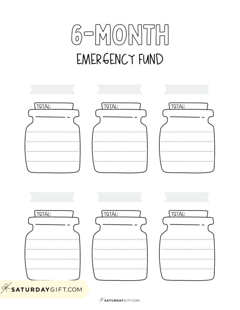 25 Cute &amp; Free Emergency Fund Tracker Printable Templates | SaturdayGift