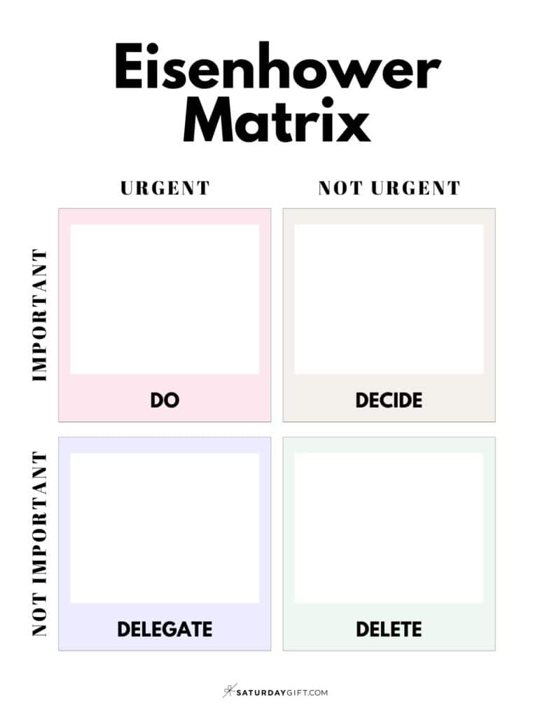 Blank Eisenhower Matrix Template Printable PDF