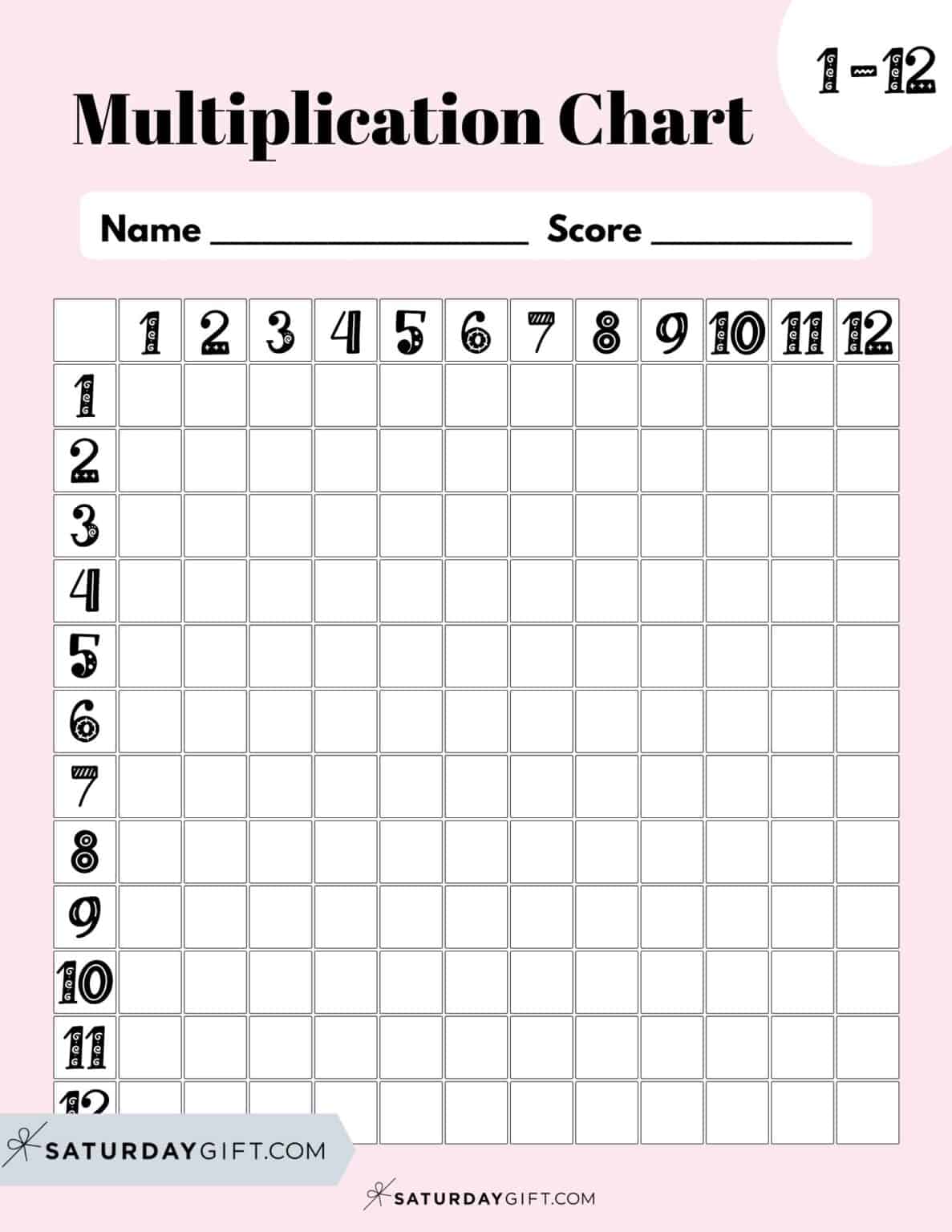 Multiplication Chart Printable & Times Tables (1-12) - Cute & Free Grids