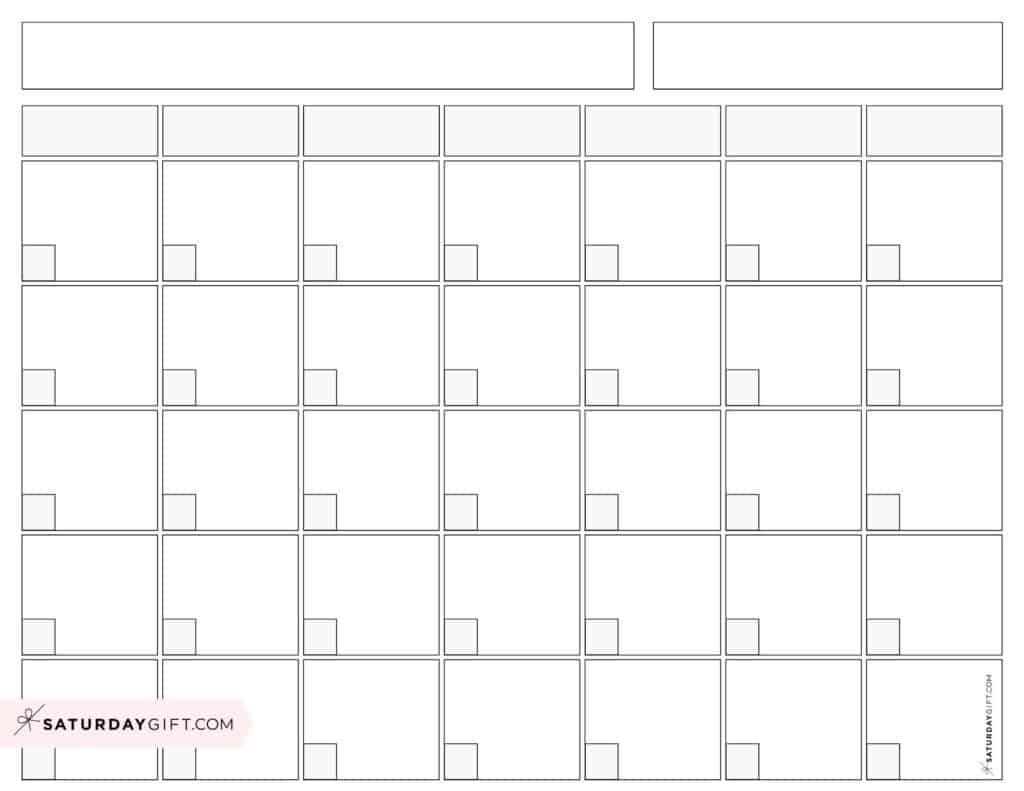 Blank calendar pages - landscape layout