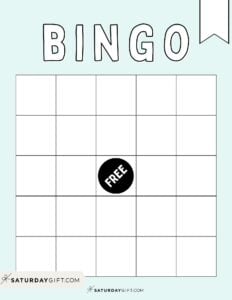 Blank free printable bingo card - light green | SaturdayGift