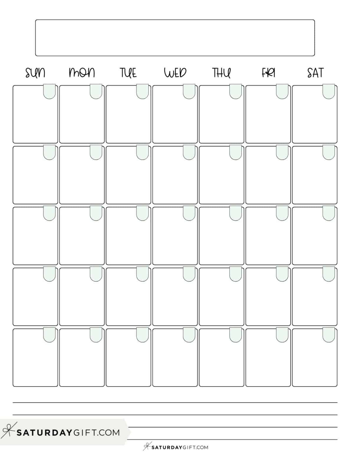Blank Calendar templates - 29 Cute & Free Printables | SaturdayGift