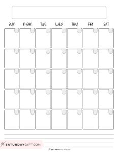 Blank Calendar templates - 29 Cute & Free Printables | SaturdayGift