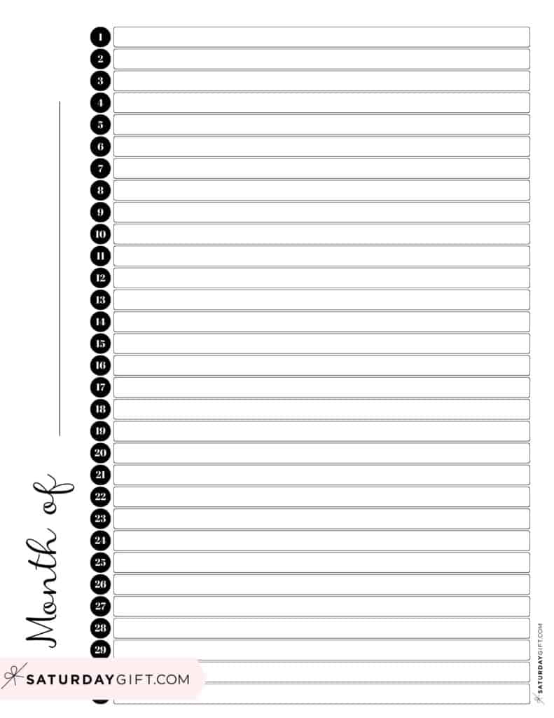 Blank perpetual calendar black & white by SaturdayGift