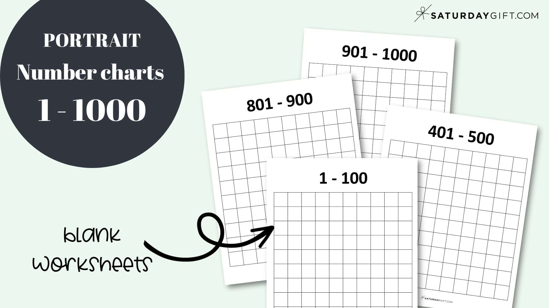Thousands Chart Printable Free Numbers 1 1000 Worksheets SaturdayGift