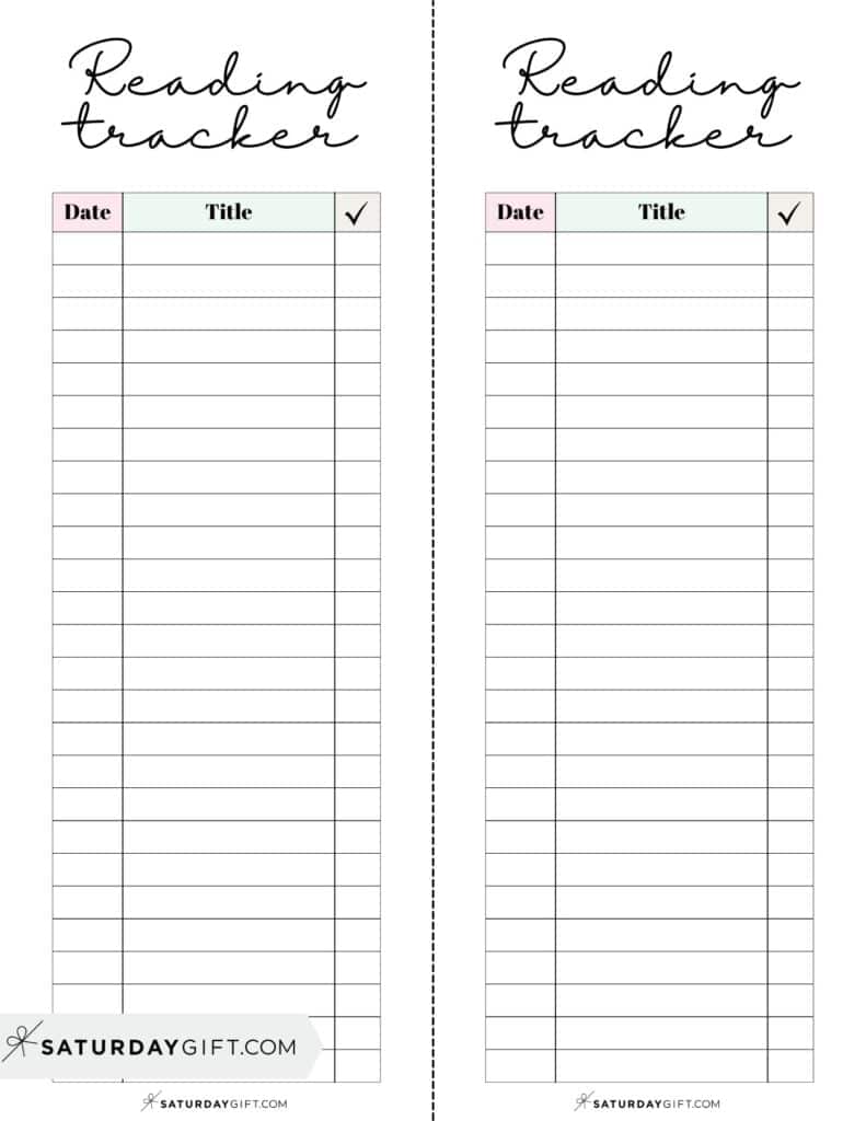 Book Log Reading Tracker - Bookmark