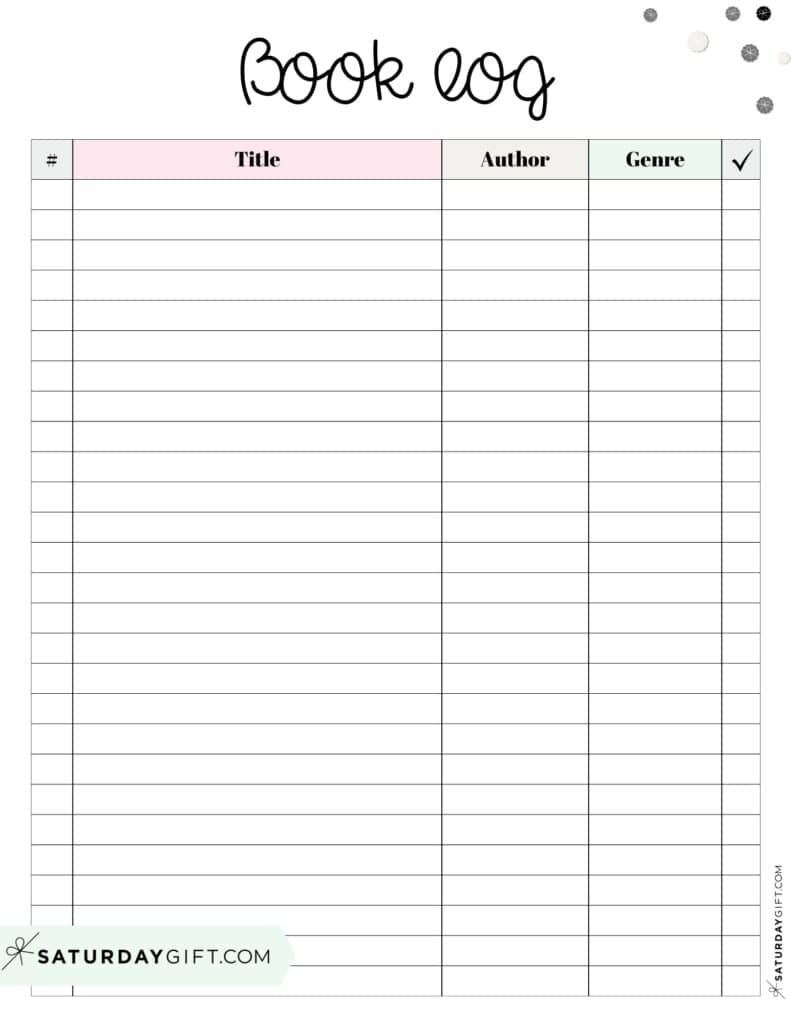 Book Log Template - Free Printable