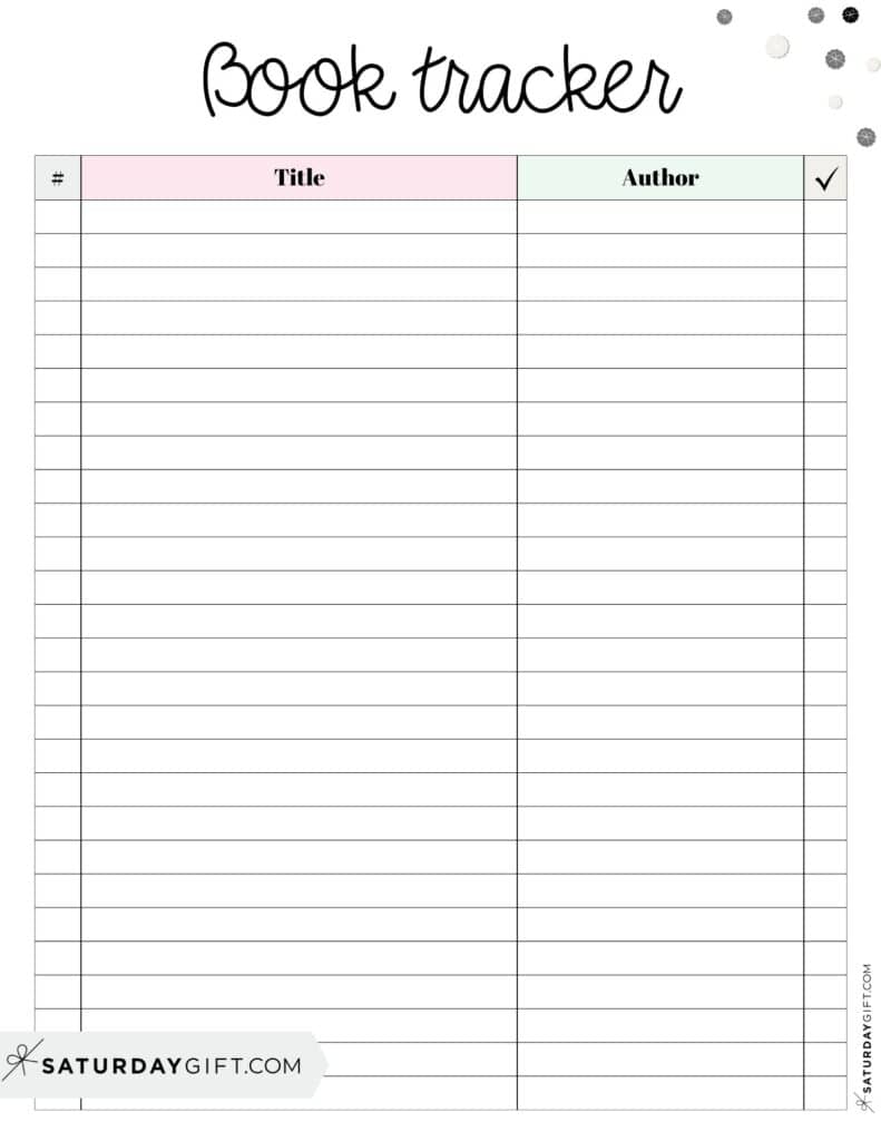 Book Tracker List Printable