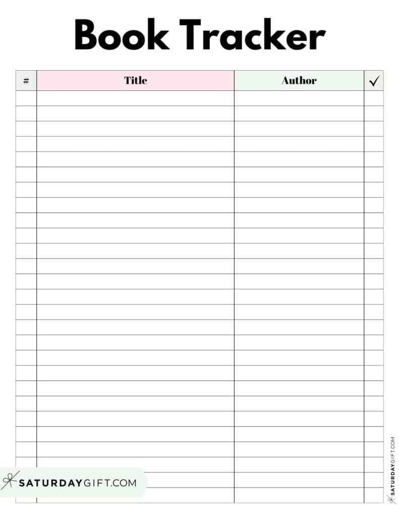 Book Tracker Printable Log