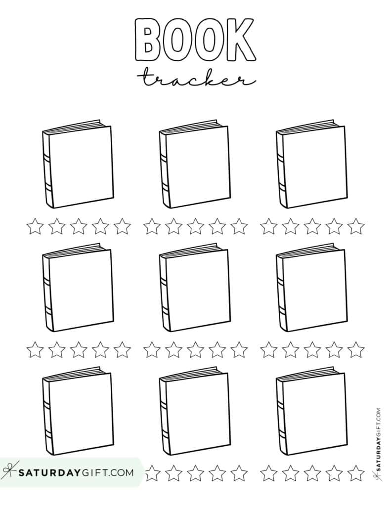 Book Tracker Template Free Printable - Black & White