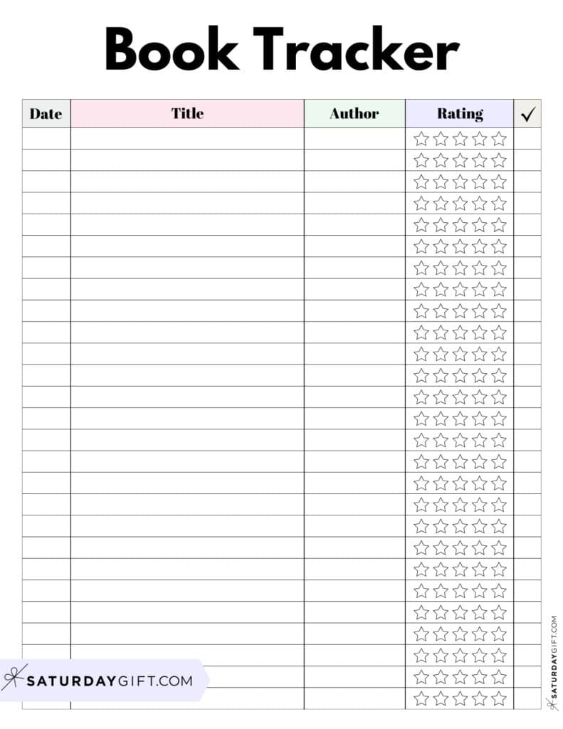 Book Tracker - Title Author Rating