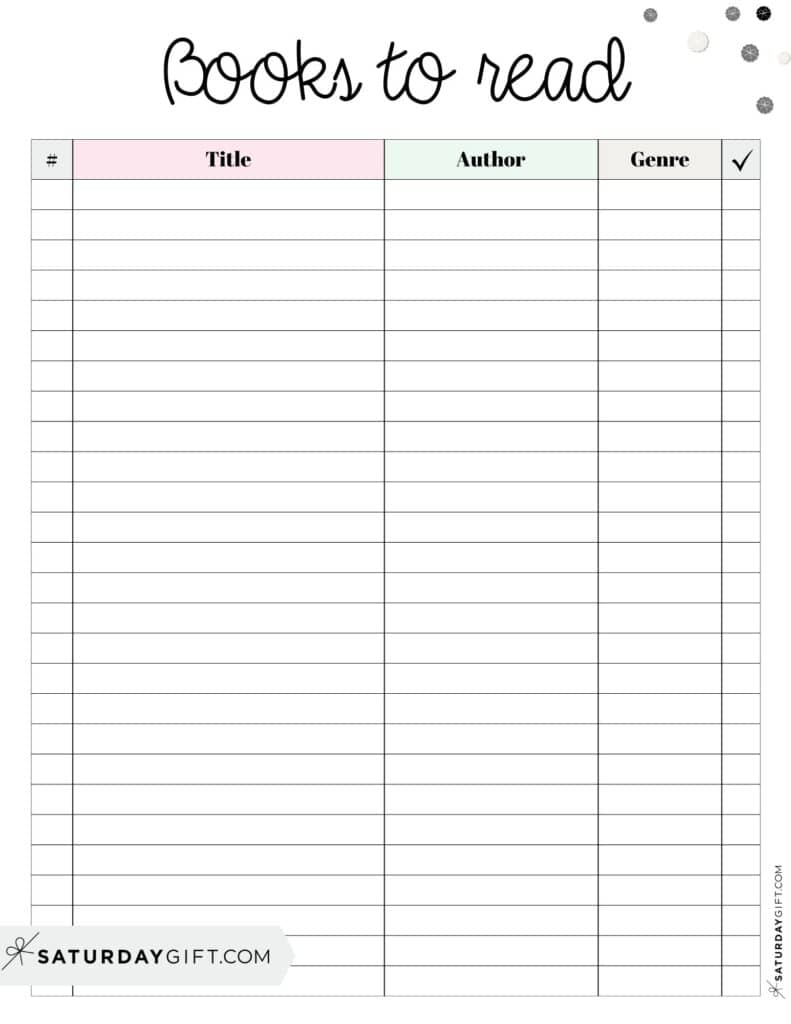 Books to Read Printable List