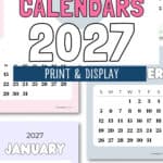 Bright & Cheerful Calendars 2027 - Print & Display | SaturdayGift