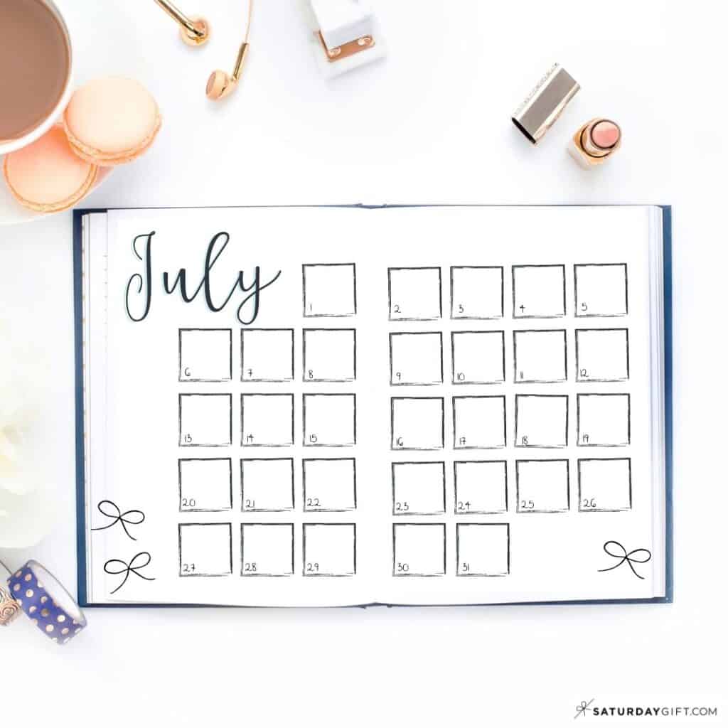 Bullet Journal Monthly Page - BuJo Monthly Spread Ideas