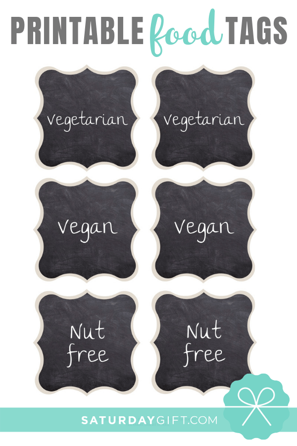 Chalkboard Buffet Food Labels (Printable) Dairy free, vegan, gluten