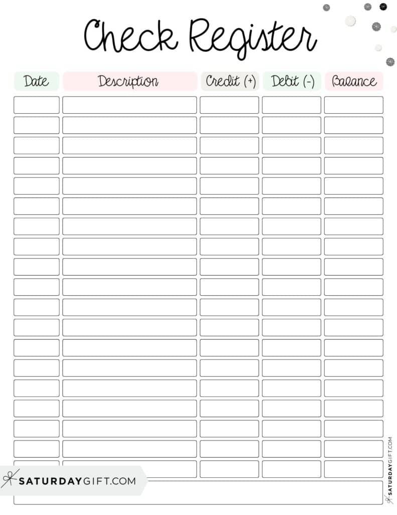 Check Register Printable Template - Cute Free PDF