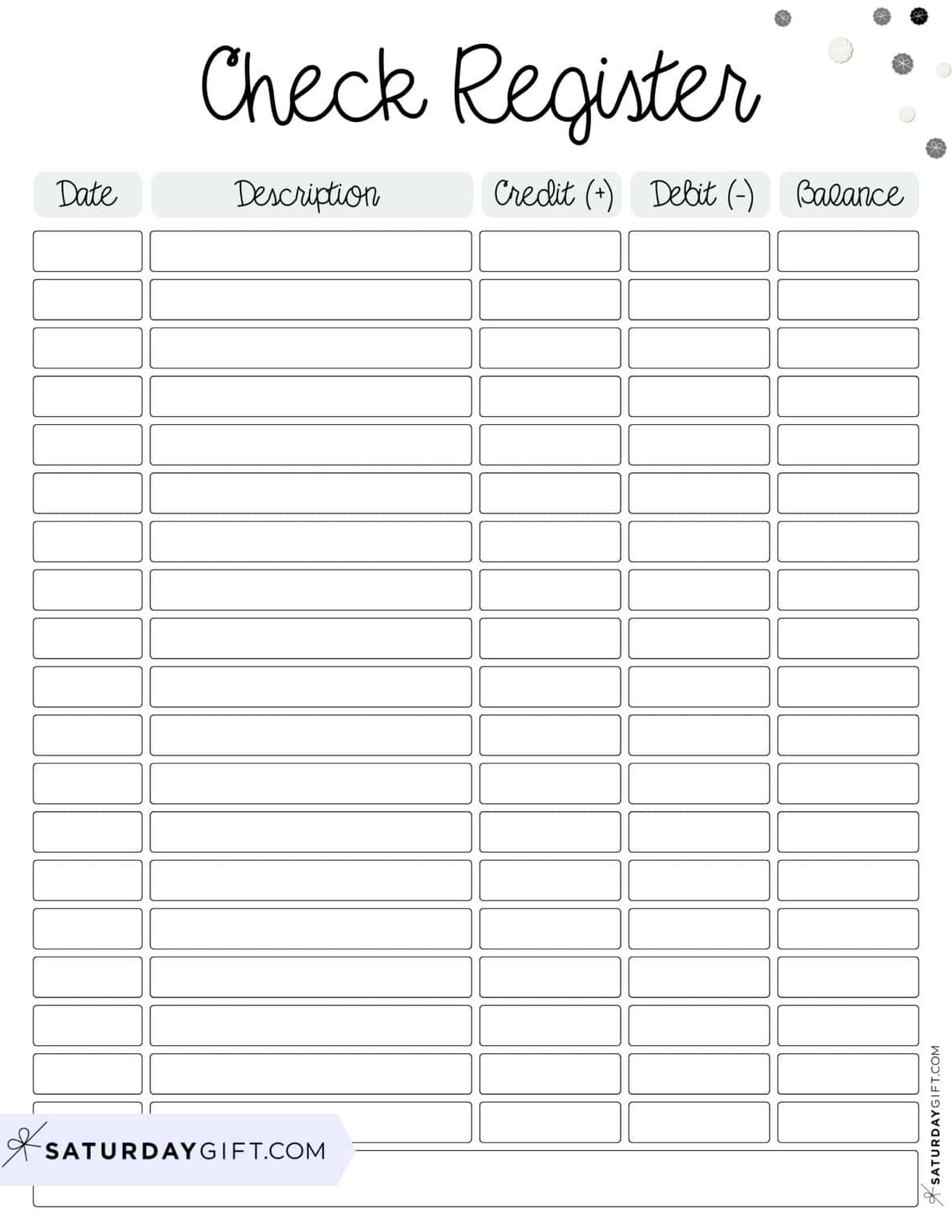 Printable Check Register - Free Checkbook Register Templates