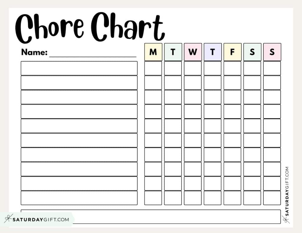 Chore Chart Printable for Kids - Landscape Beige | SaturdayGift