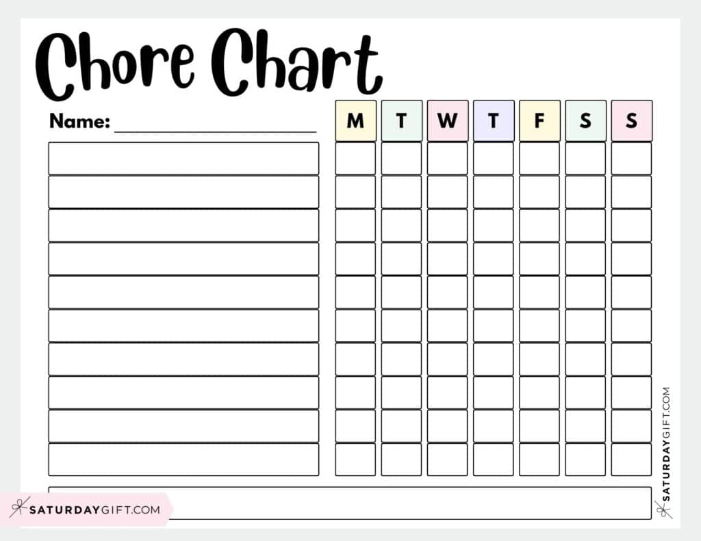 Chore Chart for Kids - Landscape Grey | SaturdayGift