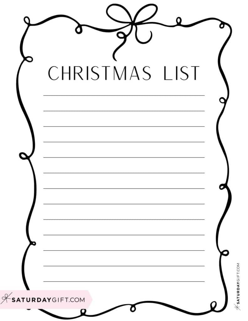 Christmas List Black & White | SaturdayGift