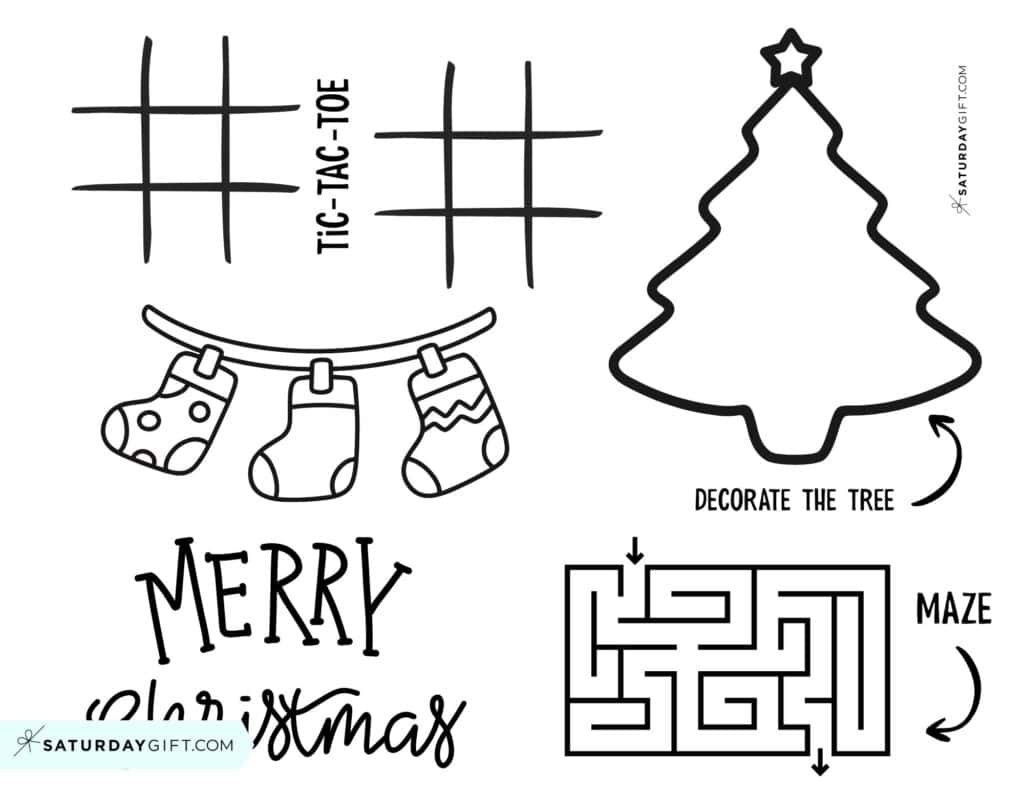 Christmas Placemat Craft Worksheet for Kids - Free Printable | SaturdayGift