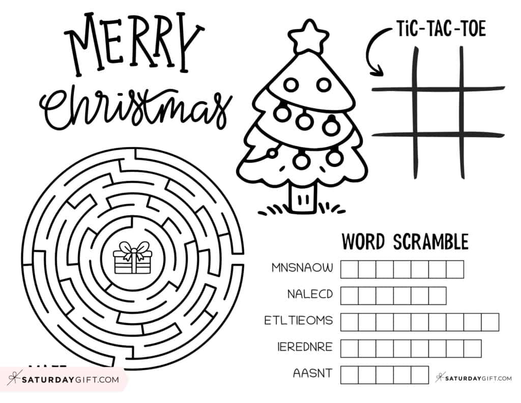 Christmas Placemat Printable Craft - Free Template | SaturdayGift
