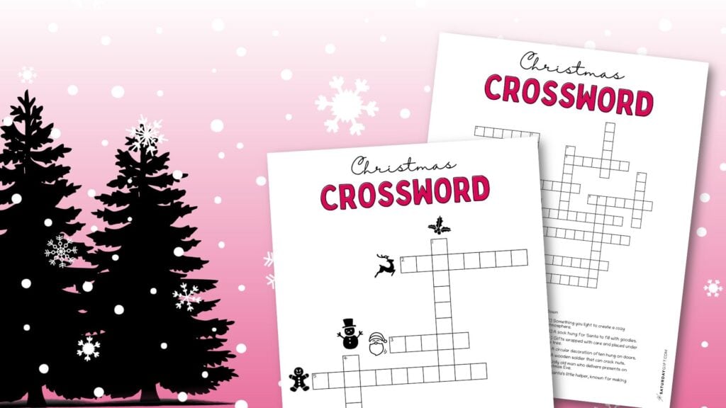 Christmas crossword puzzle - cute & free printable puzzle sheet