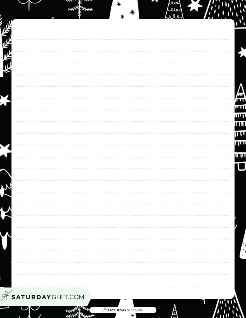 Christmas letter paper - black and white trees