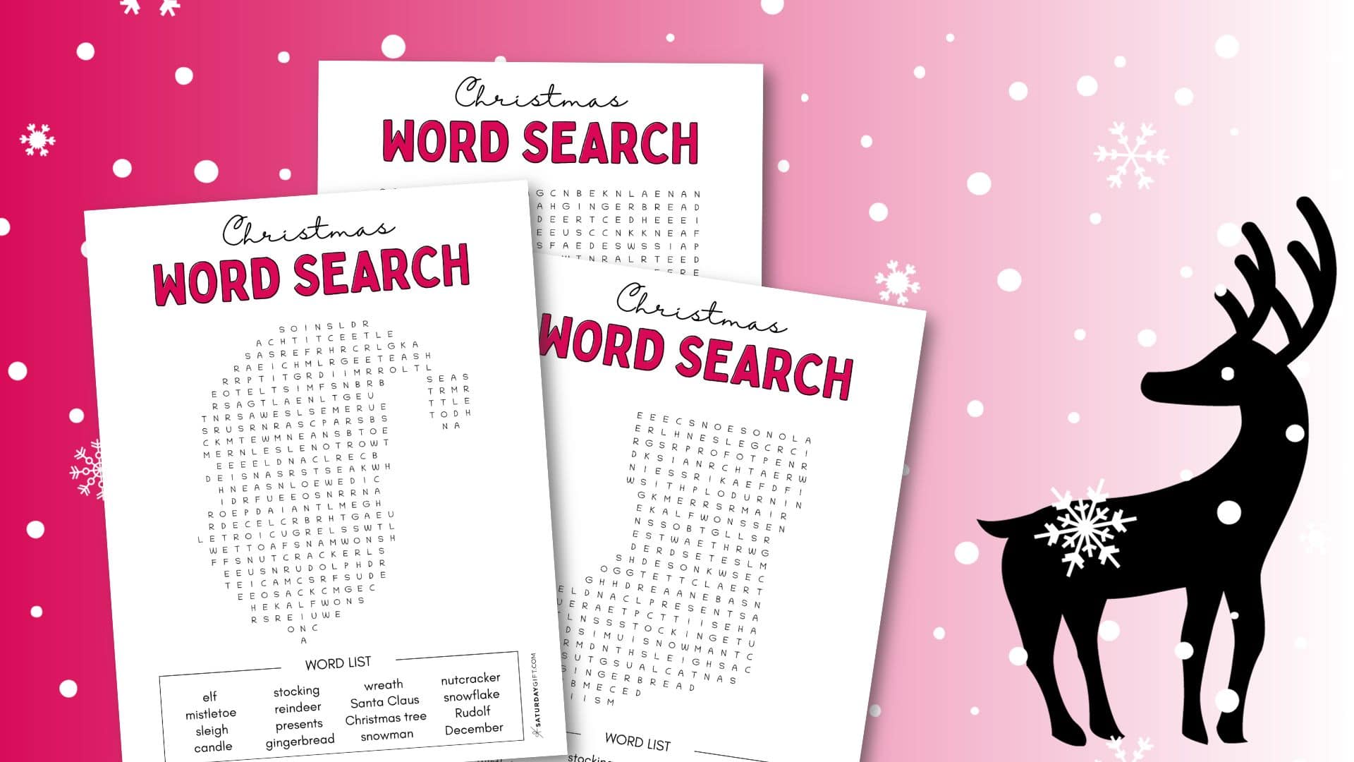 Christmas Word Search - Cute & Free Printables | SaturdayGift for Free Printable Christmas Word Search Puzzles