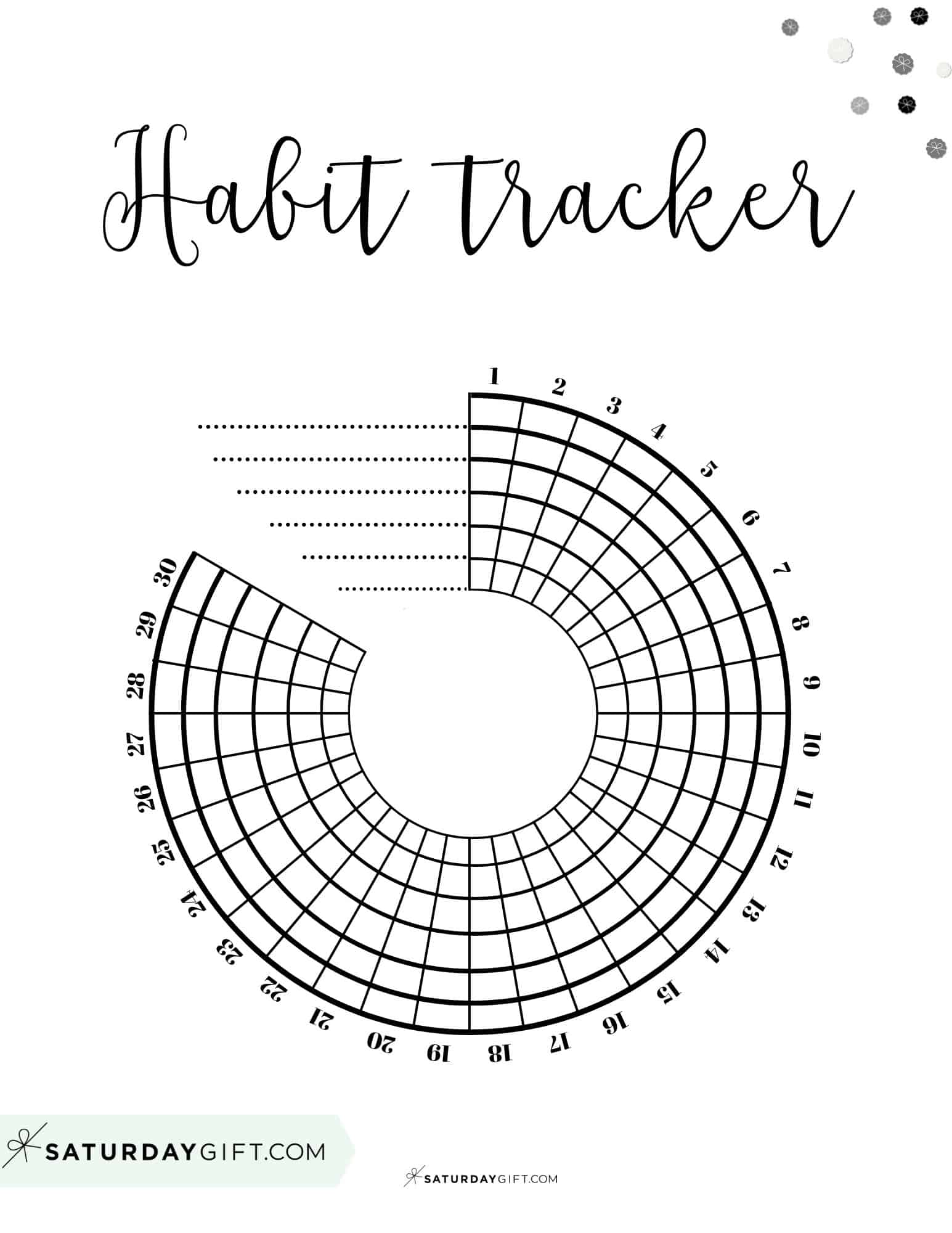 Circular habit tracker printable PDF