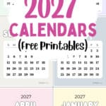 Colorful 2027 Calendars - Free Printables | SaturdayGift