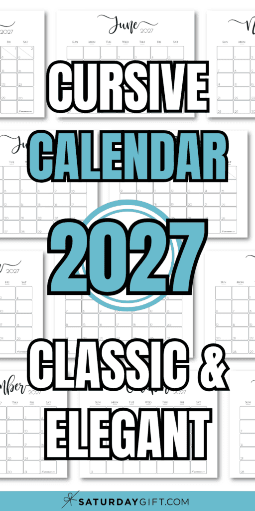 Cursive Calendar 2027 Classic & Elegant | SaturdayGift