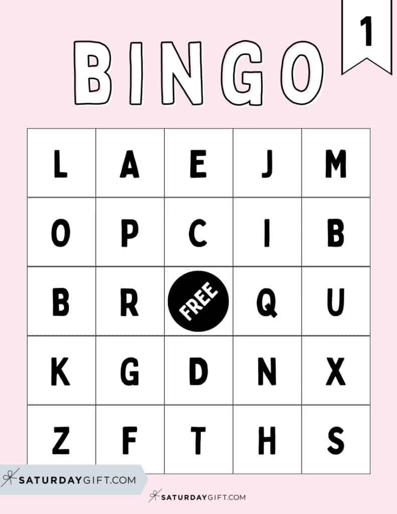 Cute ABC bingo card number 1 - free printable | SaturdayGift
