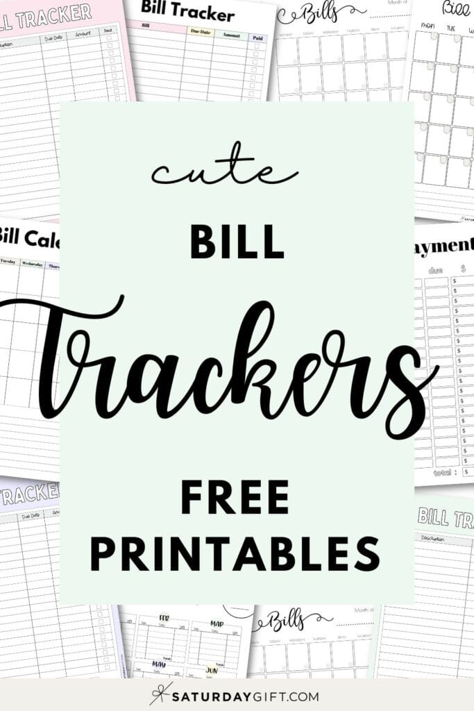 Cute Bill Trackers - Free printable Planners | SaturdayGift