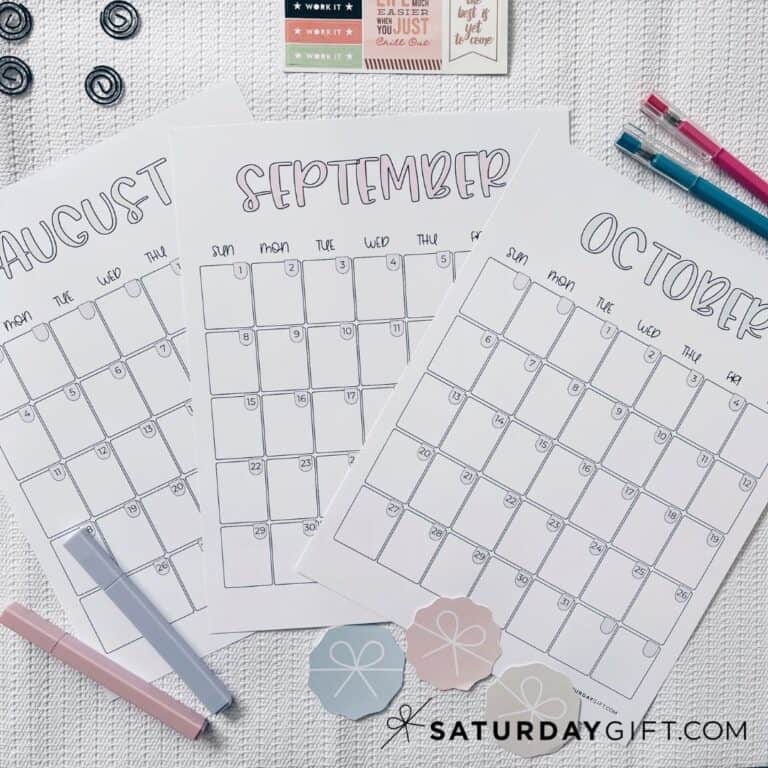 Cute Calendar Template 2025 Free Aesthetic Printables