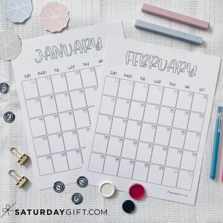 Cute Calendar Template 2025 Free Aesthetic Printables