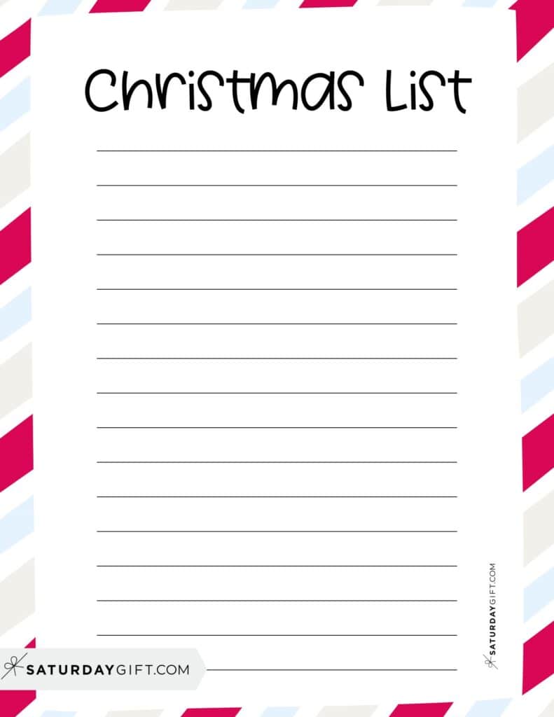 Cute Christmas List Red Candy Stripes | SaturdayGift