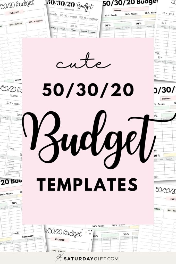 Cute & Free 50/30/20 Rule Planner Templates - Free printables | SaturdayGift